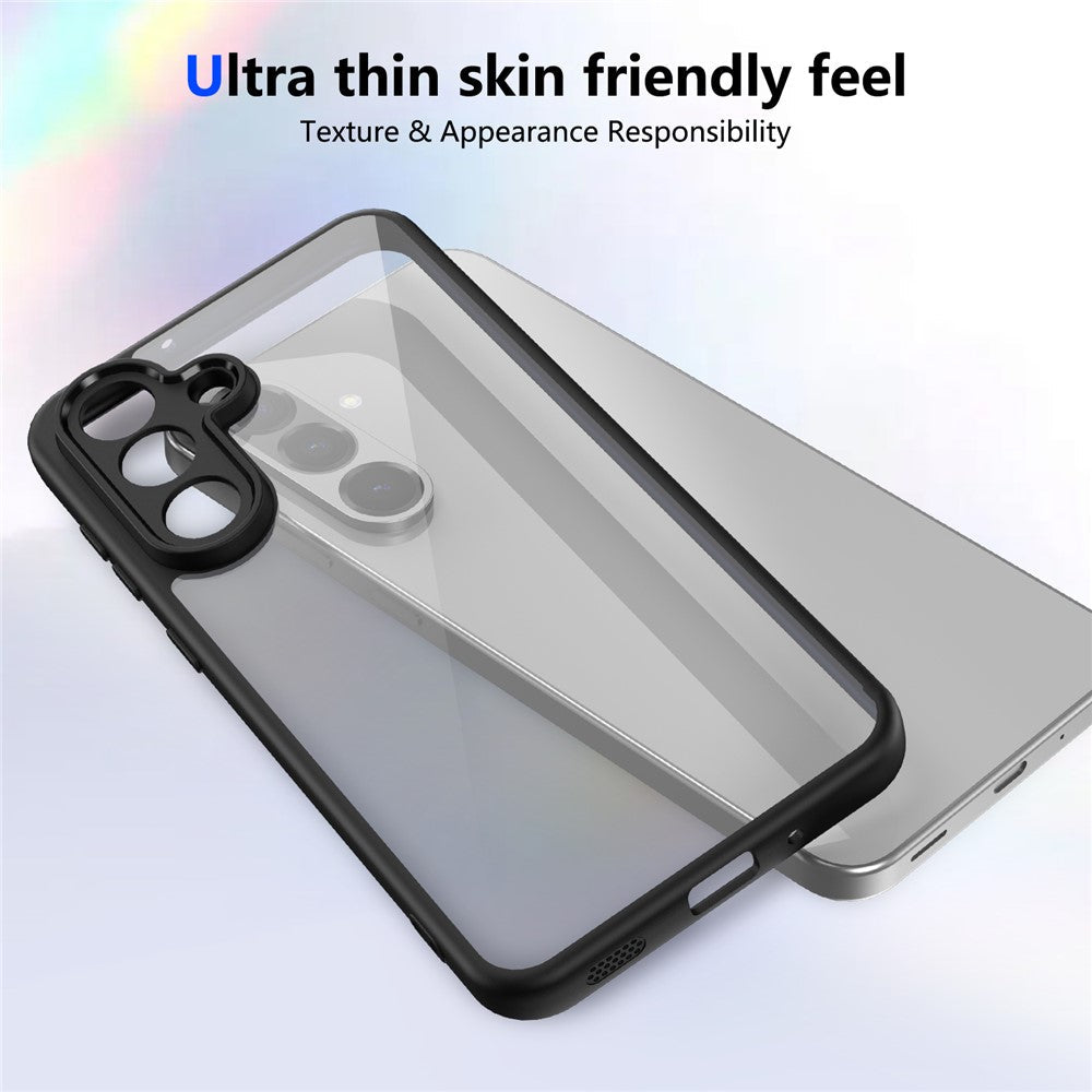 For Samsung Galaxy M56 5G Case Matte Skin Touch Clear PC + TPU Shockproof Phone Back Cover - Black