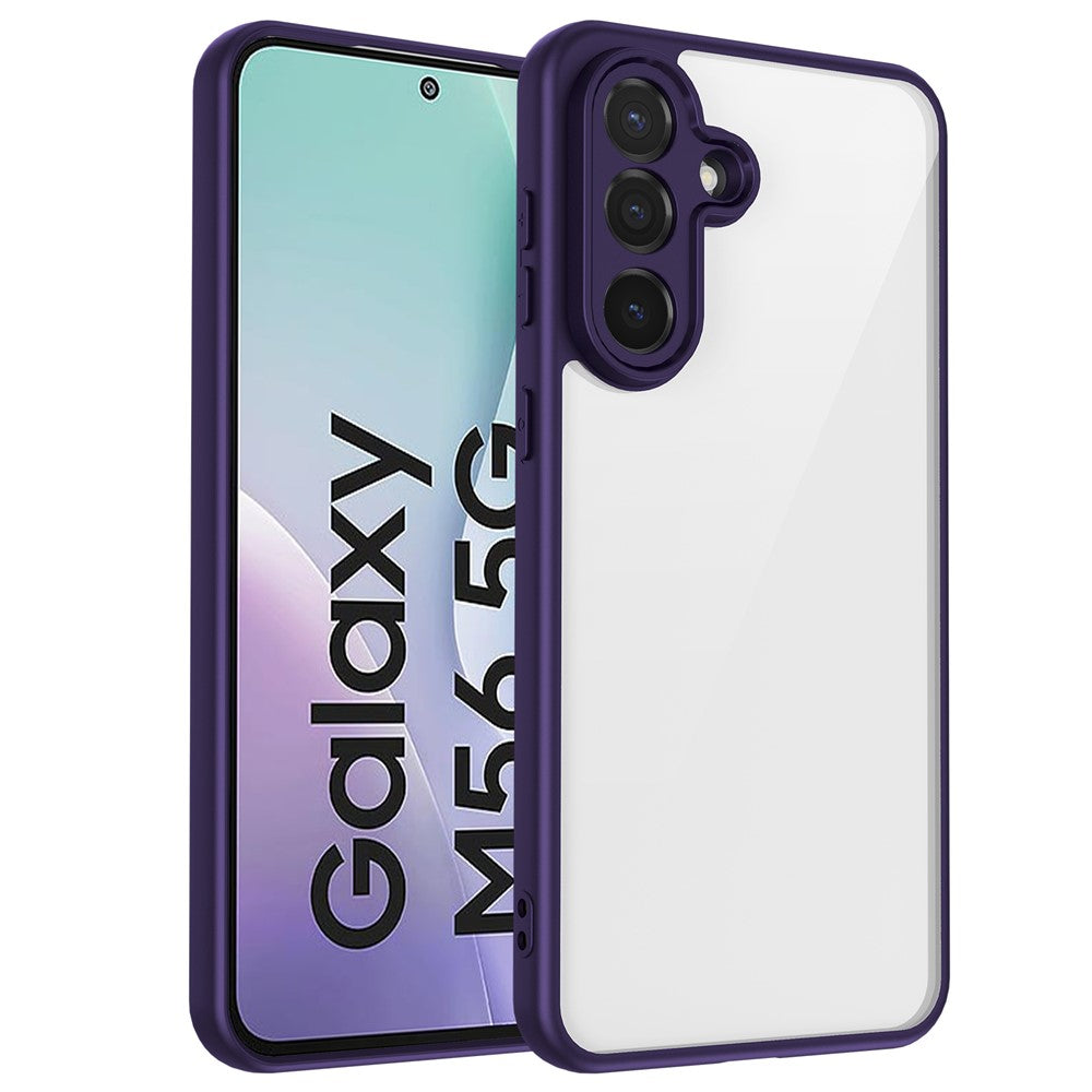 For Samsung Galaxy M56 5G Case Matte Skin Touch Clear PC + TPU Shockproof Phone Back Cover - Purple