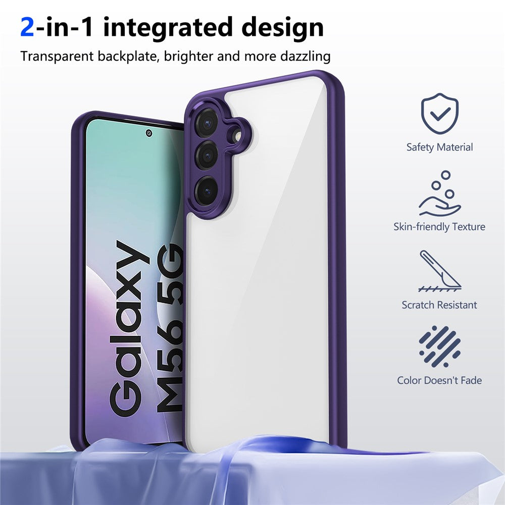 For Samsung Galaxy M56 5G Case Matte Skin Touch Clear PC + TPU Shockproof Phone Back Cover - Purple