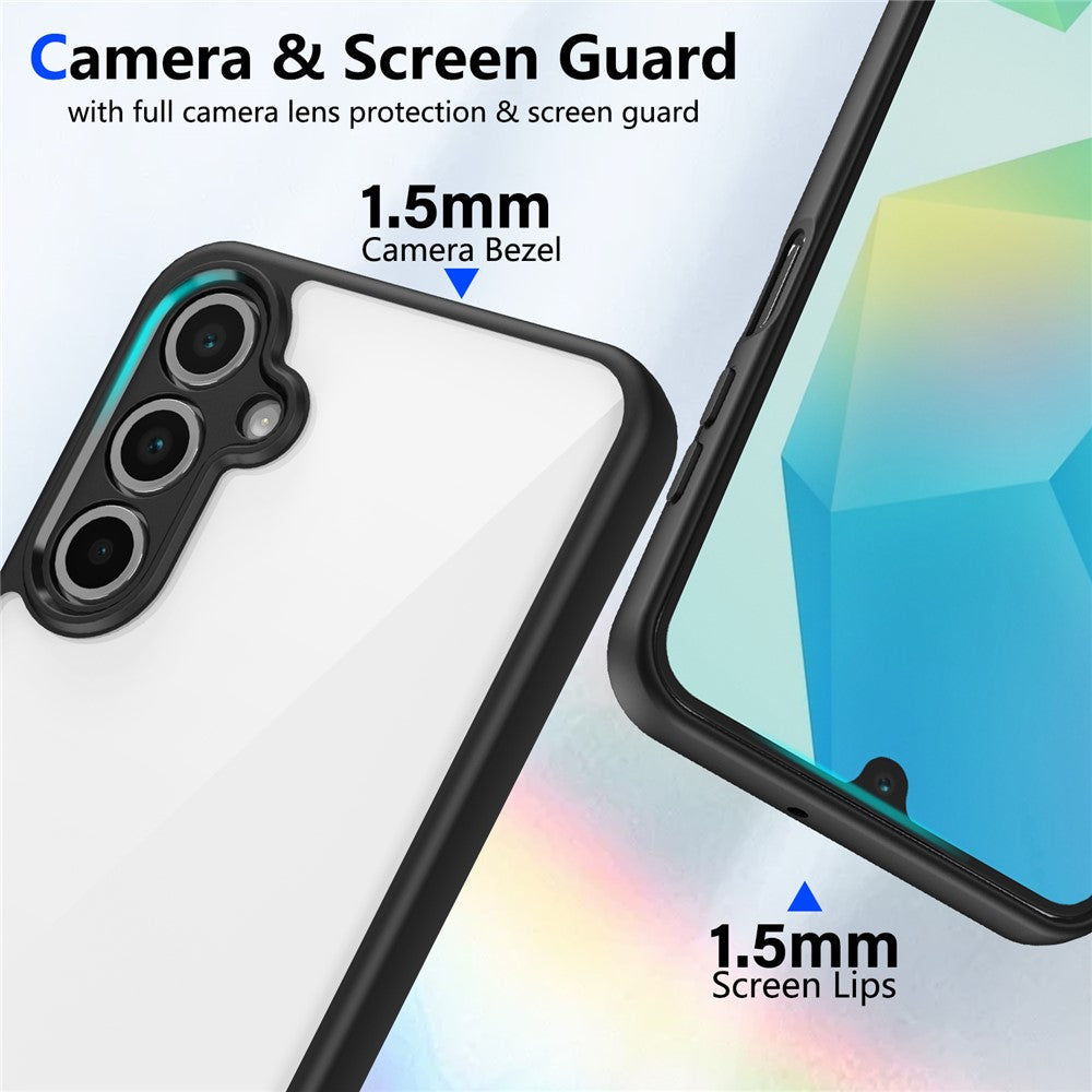 For Samsung Galaxy A26 5G / A17 5G Case Matte Skin Touch Clear PC + TPU Shockproof Phone Back Cover - Black
