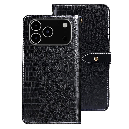 IDEWEI For iPhone 17 Pro Max Case Crocodile Texture PU Leather Flip Phone Cover - Black