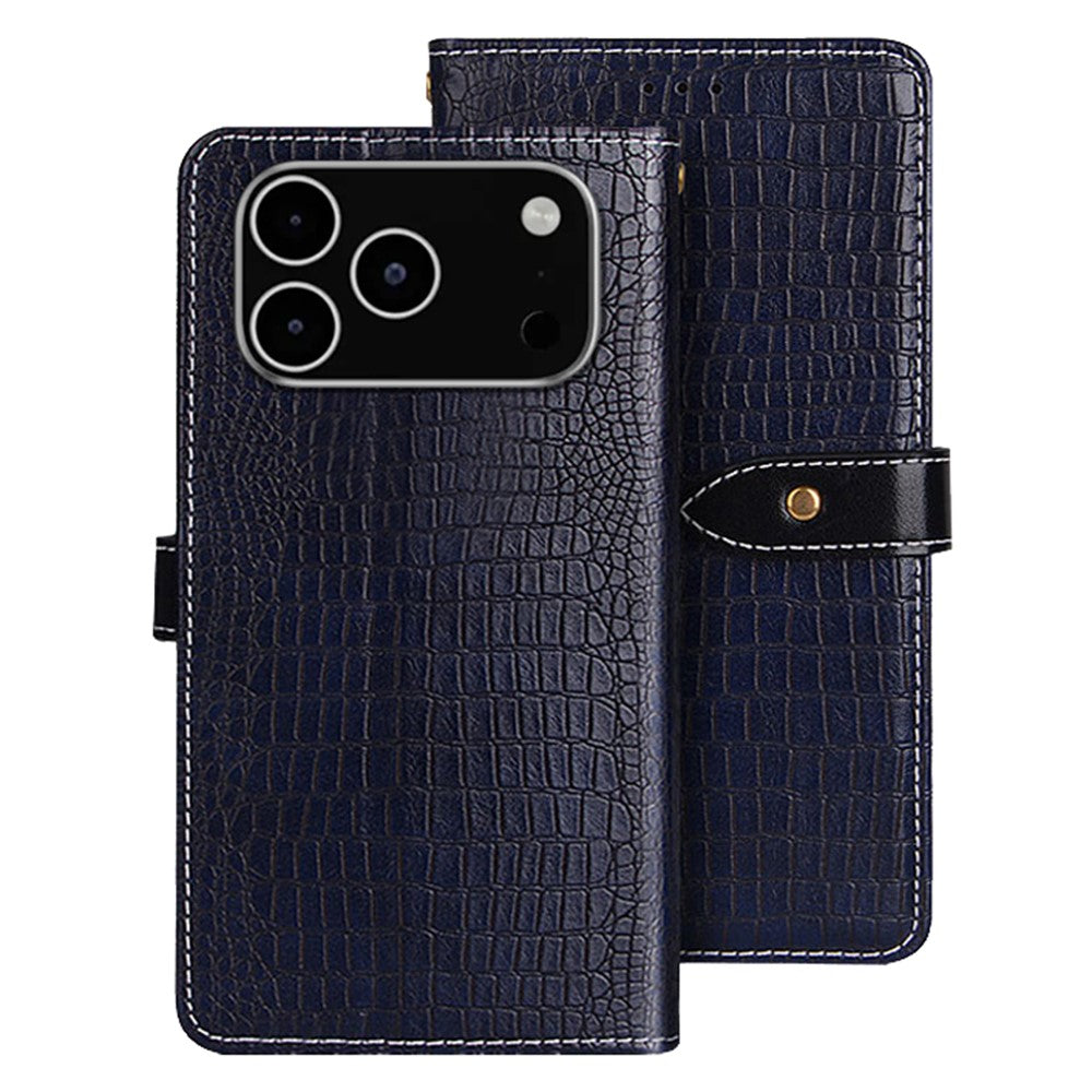IDEWEI For iPhone 17 Pro Max Case Crocodile Texture PU Leather Flip Phone Cover - Blue