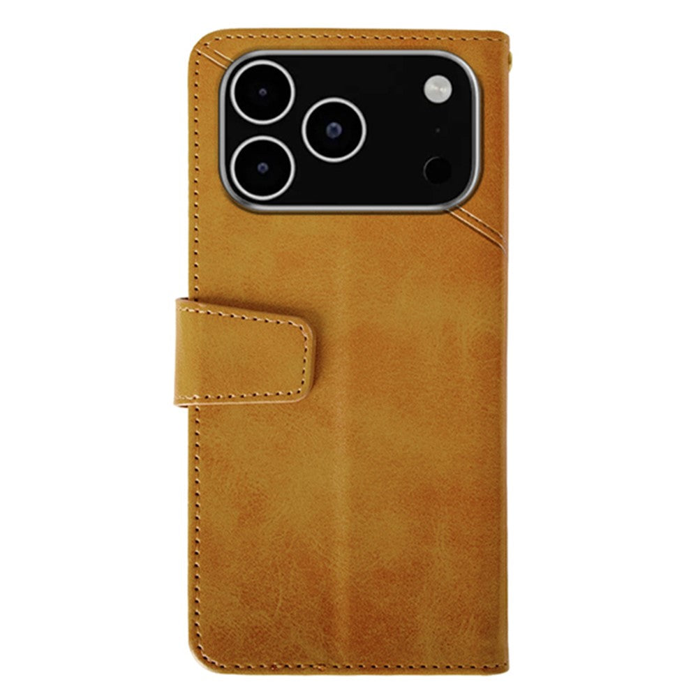 IDEWEI For iPhone 17 Pro Max Case Leather Wallet Phone Cover Stand Calf Texture - Brown