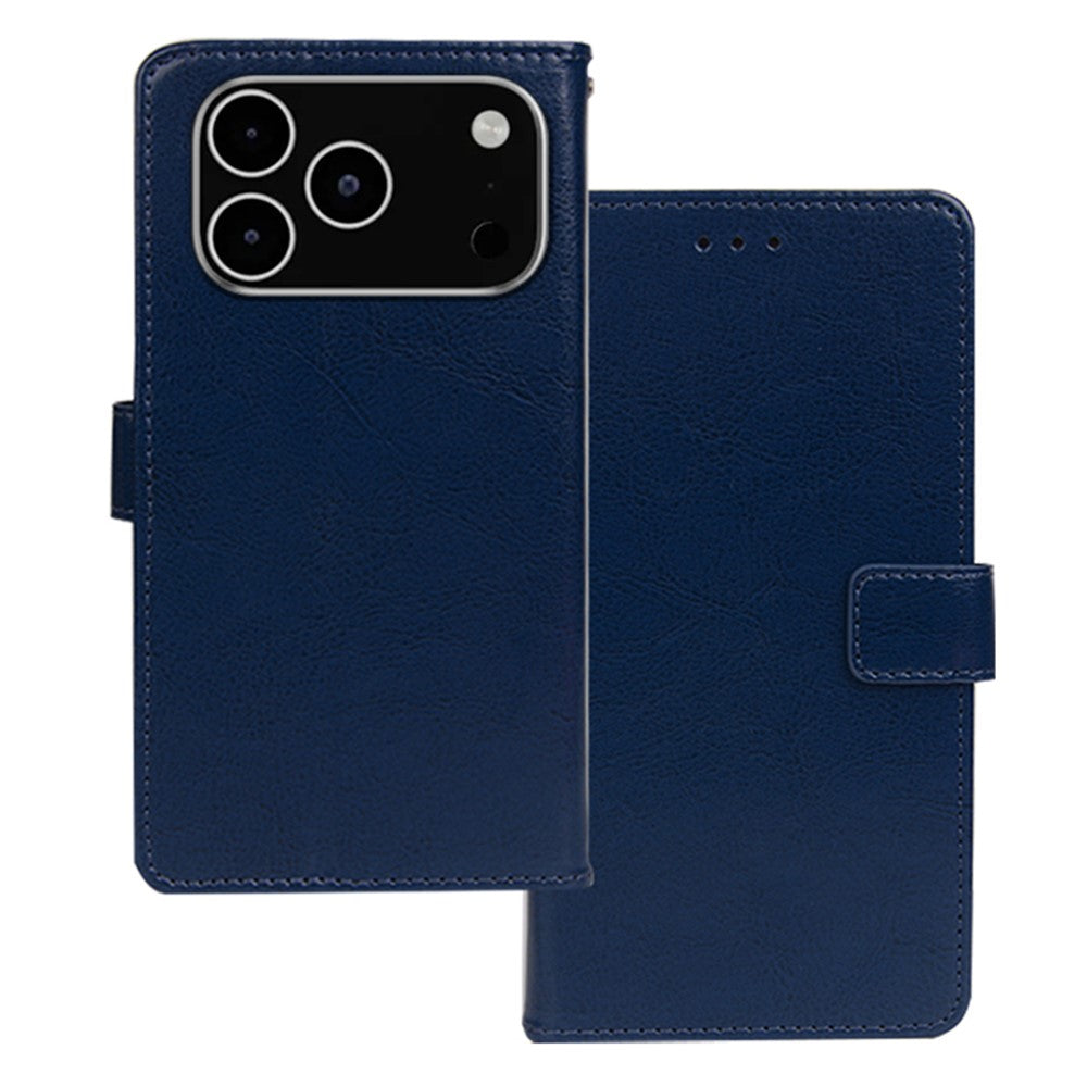 IDEWEI For iPhone 17 Pro Max Case Wallet Leather Phone Cover Crazy Horse Texture - Blue