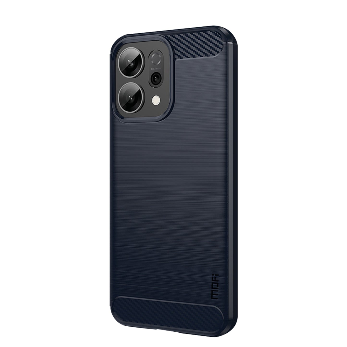 For Oppo Reno14 5G (Global) Back Cover MOFI Brushed Texture Carbon Fiber Soft TPU Case - Blue