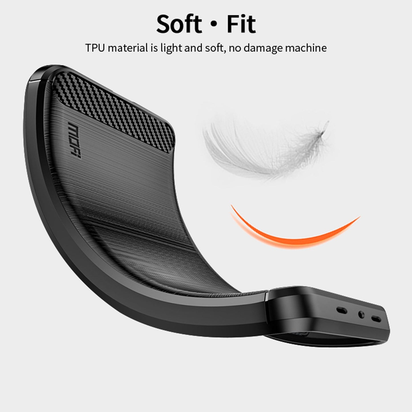 For Oppo Reno14 5G (Global) Back Cover MOFI Brushed Texture Carbon Fiber Soft TPU Case - Red