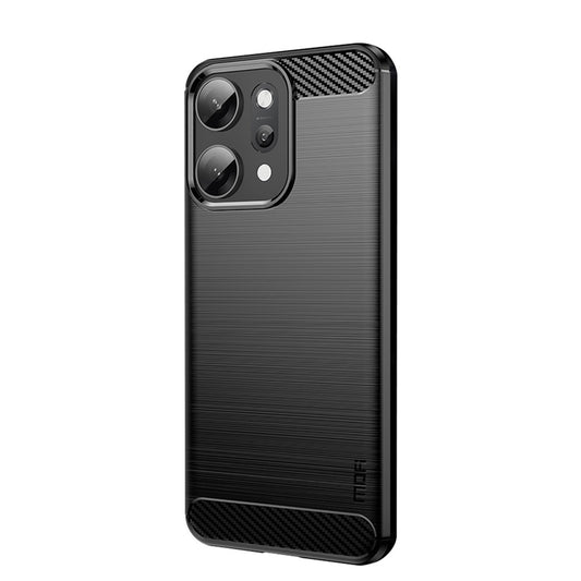 For Oppo Reno14 Pro 5G (Global) Back Cover MOFI Brushed Texture Carbon Fiber Soft TPU Case - Black