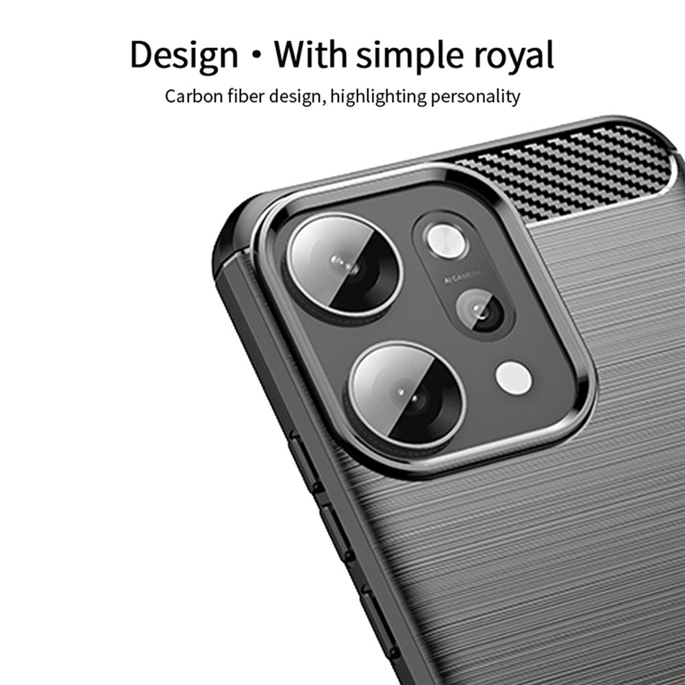 For Oppo Reno14 Pro 5G (Global) Back Cover MOFI Brushed Texture Carbon Fiber Soft TPU Case - Black