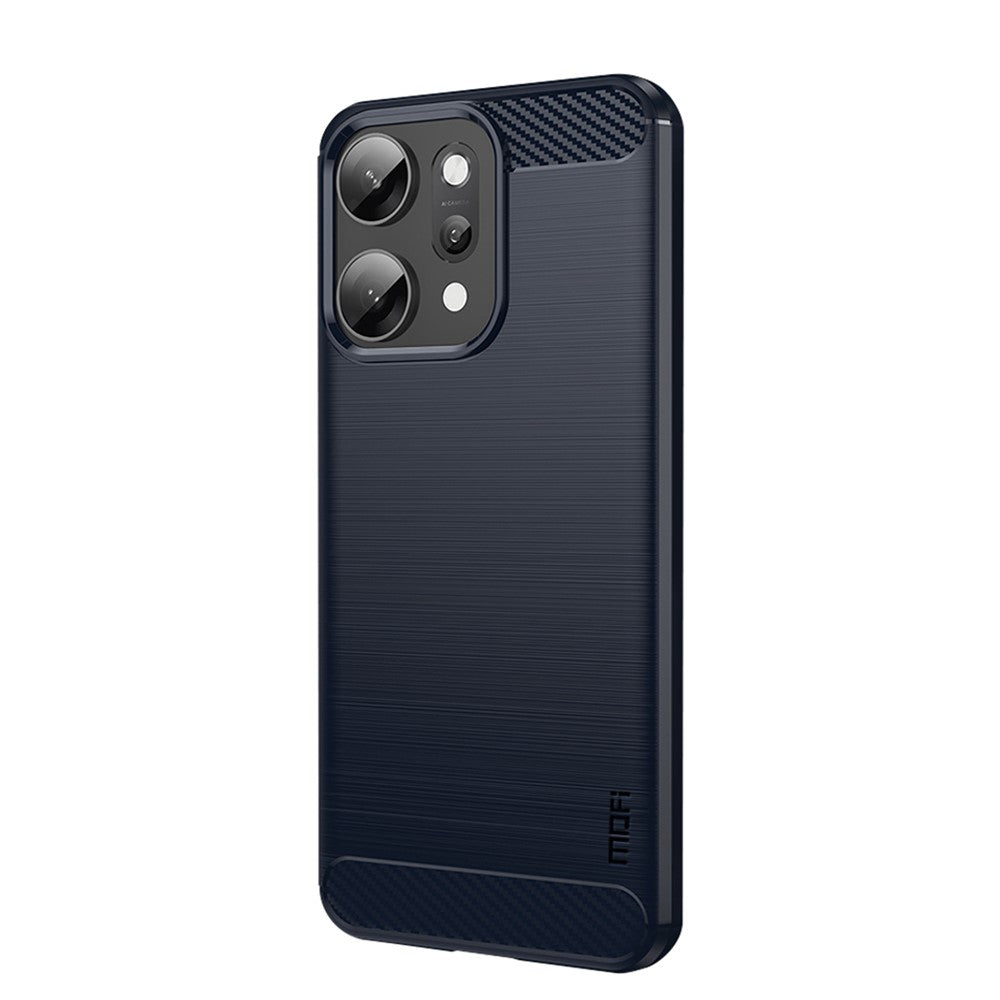 For Oppo Reno14 Pro 5G (Global) Back Cover MOFI Brushed Texture Carbon Fiber Soft TPU Case - Blue
