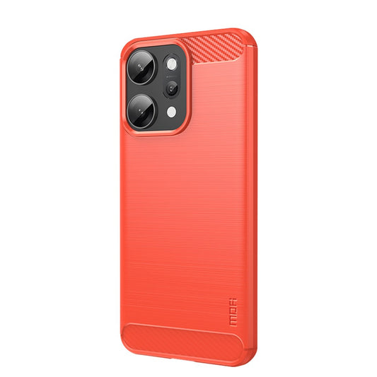 For Oppo Reno14 Pro 5G (Global) Back Cover MOFI Brushed Texture Carbon Fiber Soft TPU Case - Red