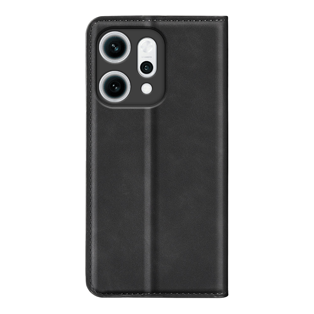 For Oppo Reno14 5G (Global) Case Skin Touch Leather Wallet Phone Cover -  Black