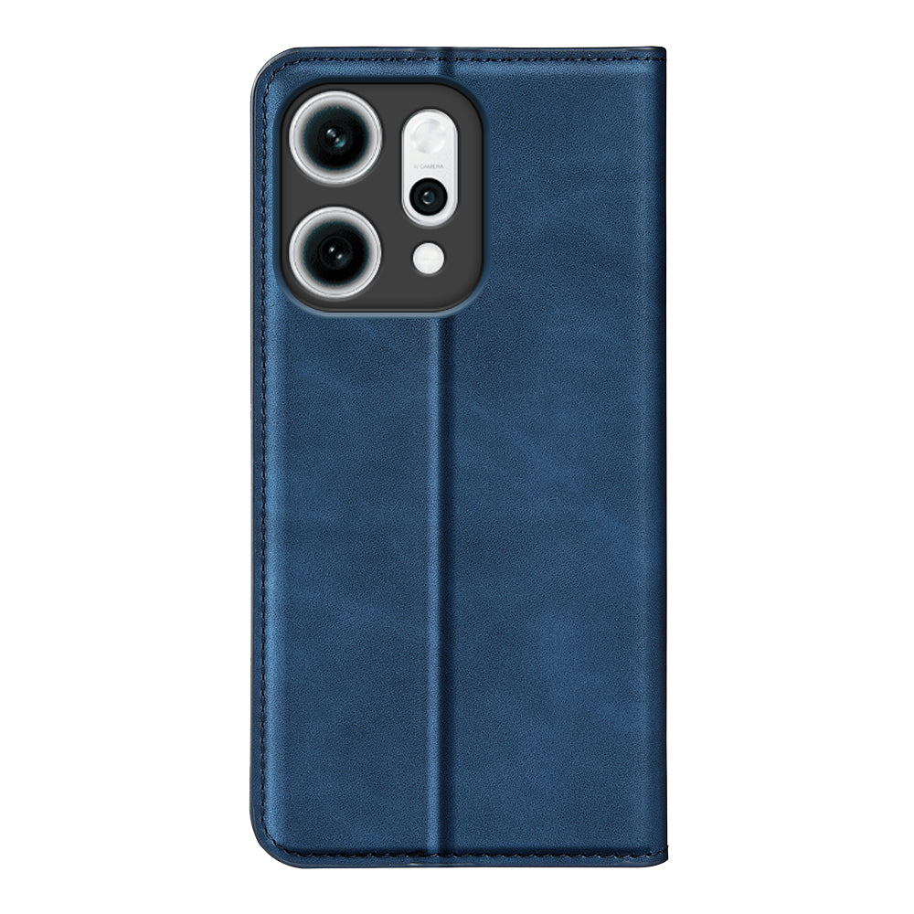 For Oppo Reno14 5G (Global) Case Skin Touch Leather Wallet Phone Cover - Blue