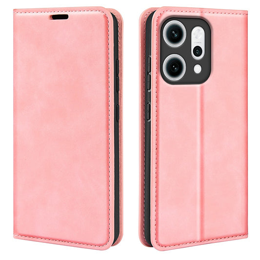 For Oppo Reno14 Pro 5G (Global) Case Skin Touch Leather Wallet Phone Cover - Pink