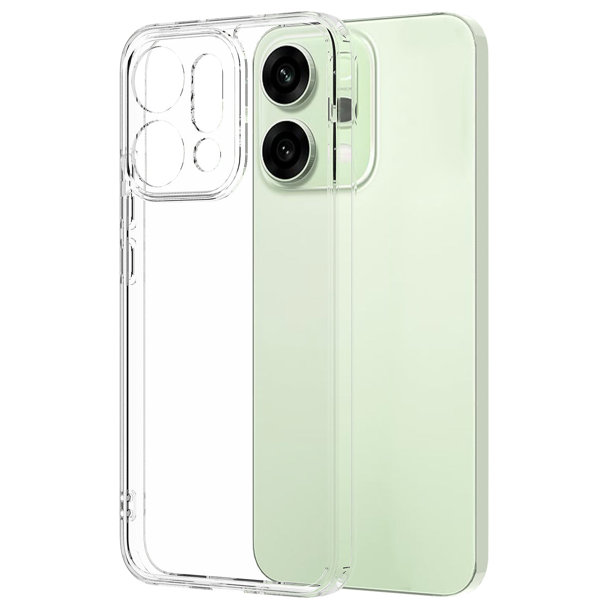 For Oppo Reno14 5G (Global) Clear Phone Case TPU+Acrylic Shockproof Phone Back Cover - Clear