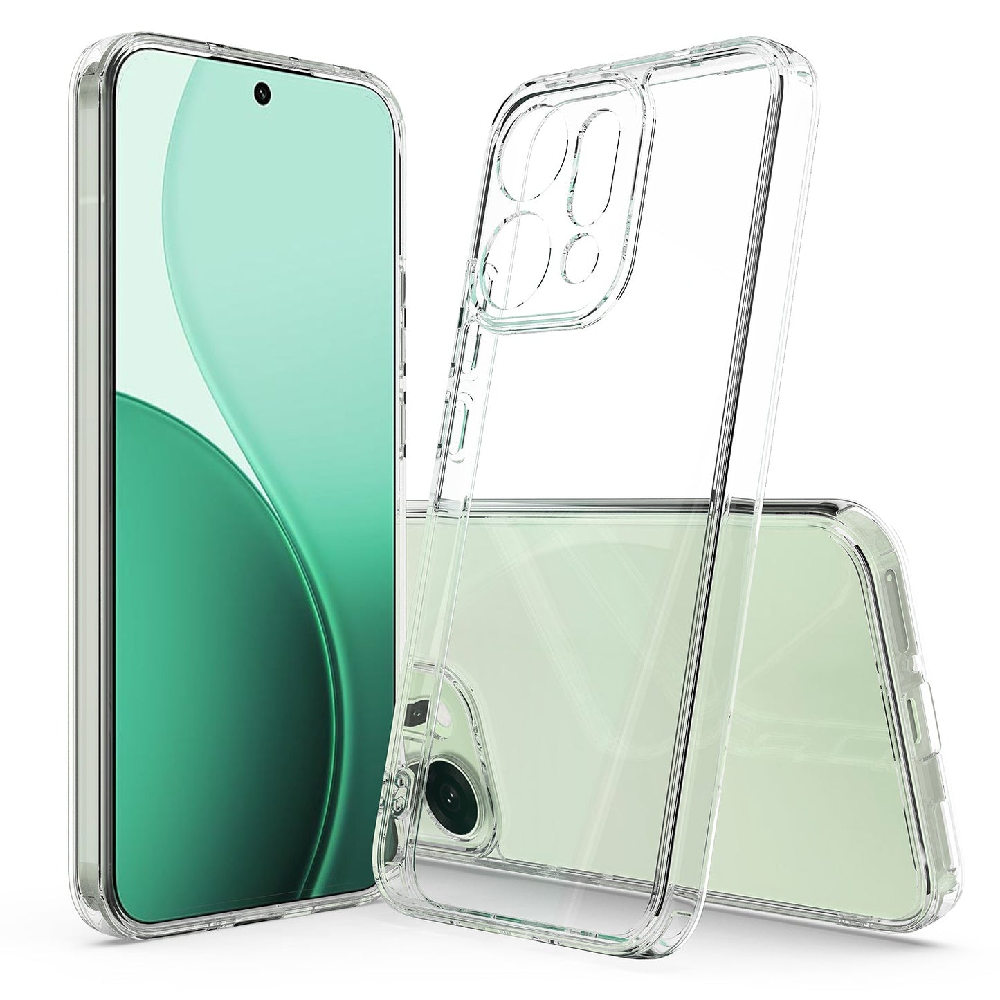 For Oppo Reno14 5G (Global) Clear Phone Case TPU+Acrylic Shockproof Phone Back Cover - Clear