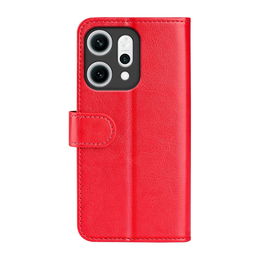 For Oppo Reno14 Pro 5G (Global) Case Crazy Horse Texture Stand Leather Phone Cover - Red