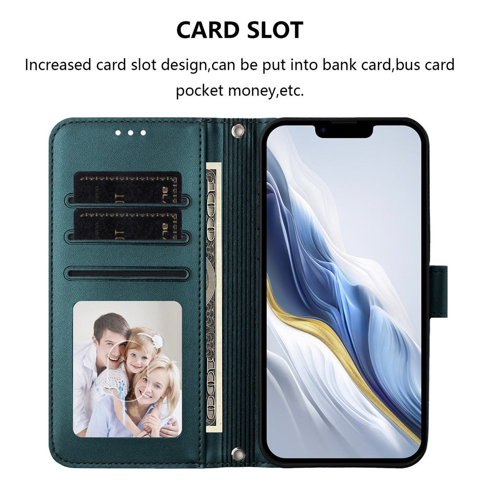 For Oppo Reno14 Pro 5G (Global) Leather Case Wallet Stand Phone Cover with Wrist Strap - Green