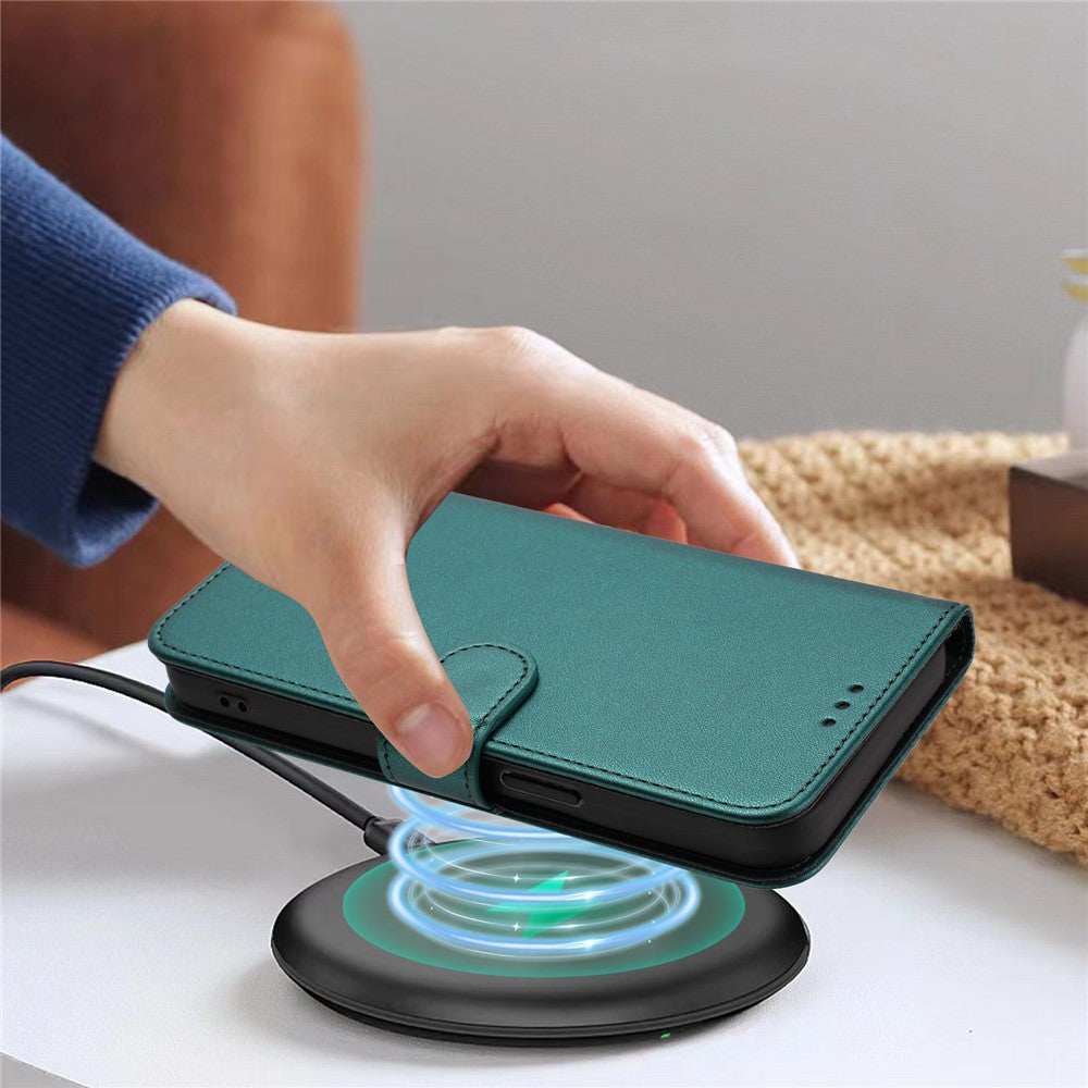 For Oppo Reno14 Pro 5G (Global) Leather Case Wallet Stand Phone Cover with Wrist Strap - Green