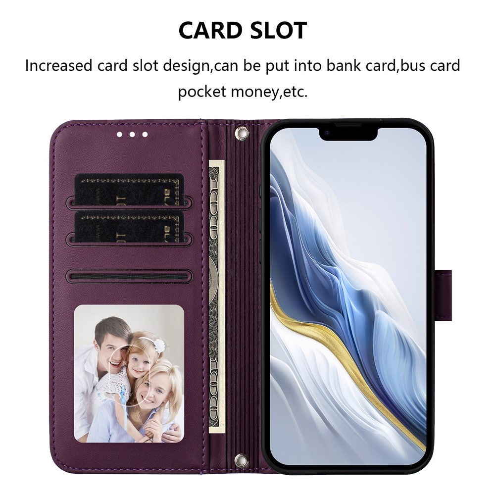 For Oppo Reno14 Pro 5G (Global) Leather Case Wallet Stand Phone Cover with Wrist Strap - Purple
