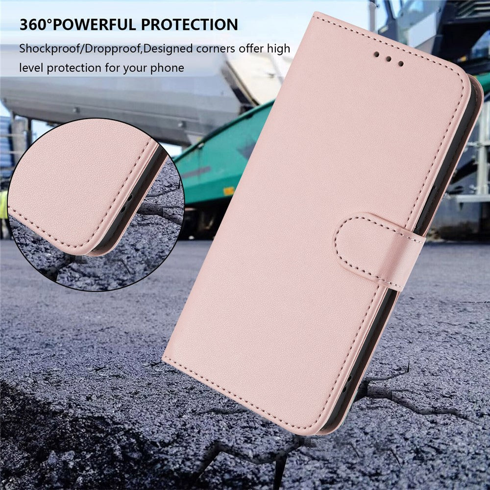For Oppo Reno14 Pro 5G (Global) Leather Case Wallet Stand Phone Cover with Wrist Strap - Pink