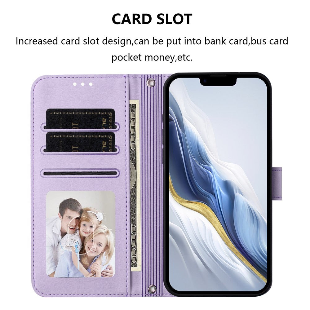 For Oppo Reno14 Pro 5G (Global) Leather Case Wallet Stand Phone Cover with Wrist Strap - Light Purple