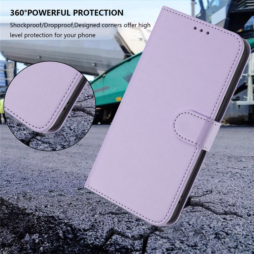 For Oppo Reno14 Pro 5G (Global) Leather Case Wallet Stand Phone Cover with Wrist Strap - Light Purple