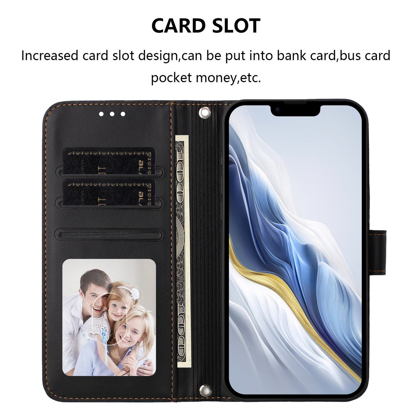 For Oppo Reno13 F 4G / Oppo Reno13 F 5G Leather Case Wallet Stand Phone Cover with Wrist Strap - Black