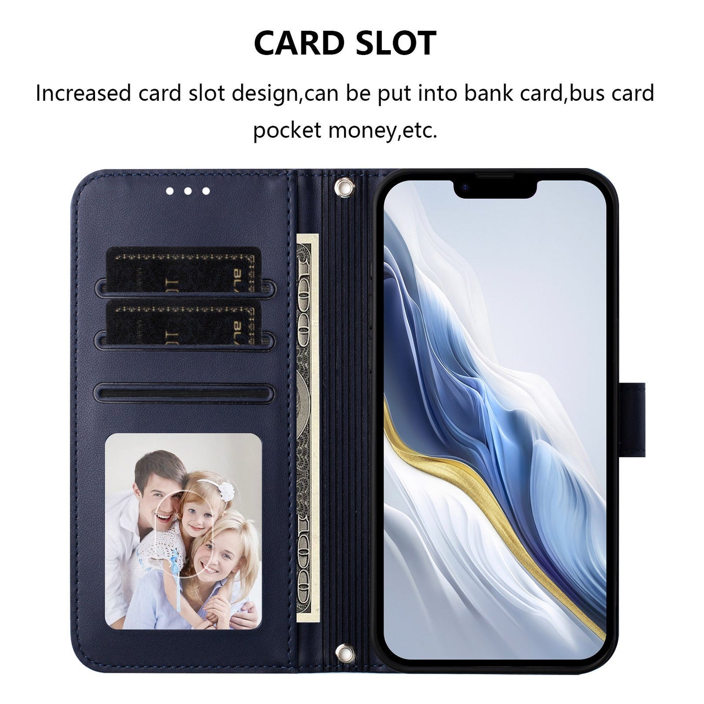 For Oppo Reno13 F 4G / Oppo Reno13 F 5G Leather Case Wallet Stand Phone Cover with Wrist Strap - Blue