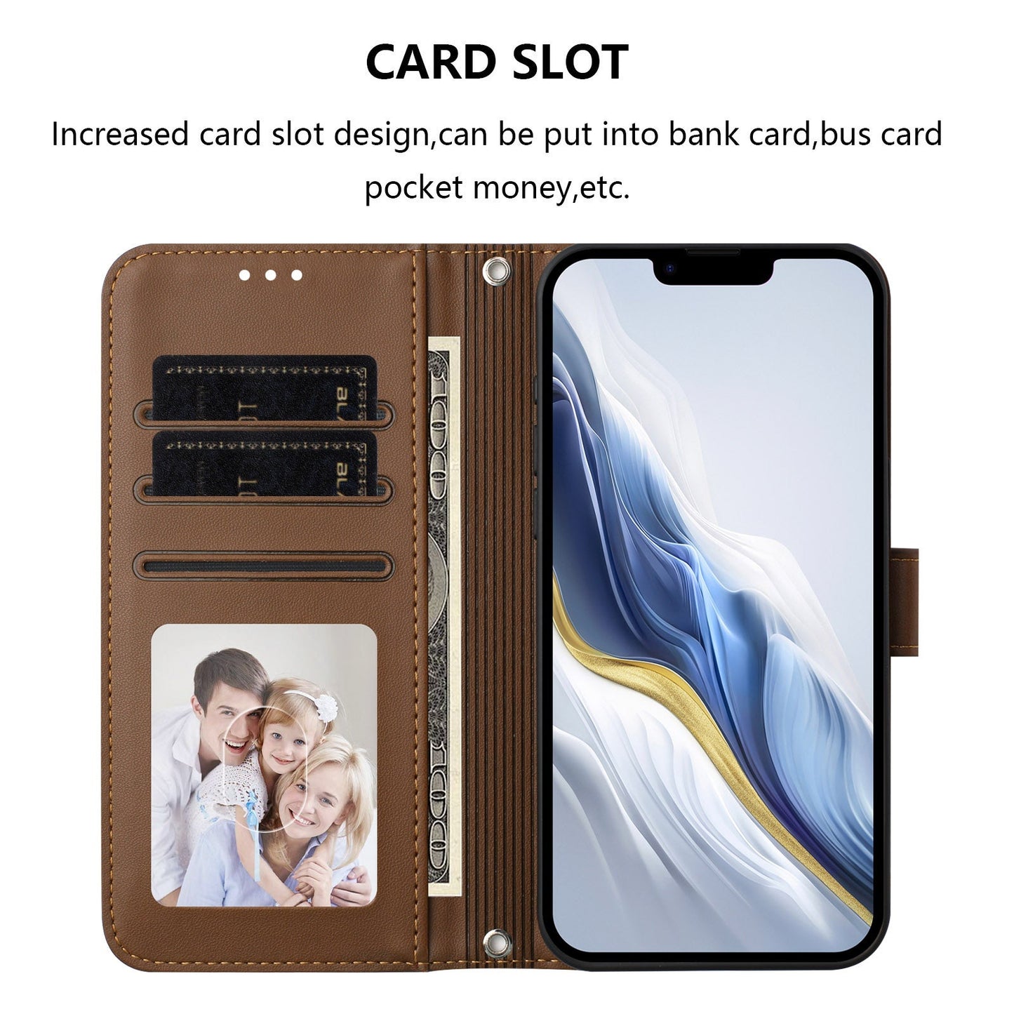For Oppo Reno13 F 4G / Oppo Reno13 F 5G Leather Case Wallet Stand Phone Cover with Wrist Strap - Brown
