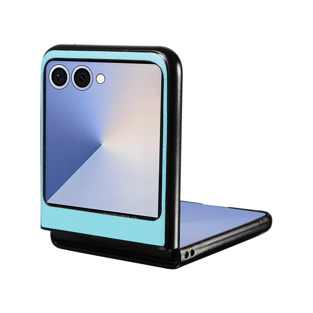 For Samsung Galaxy Z Flip7 5G Case Litchi Texture Leather + Hard PC Phone Cover - Baby Blue