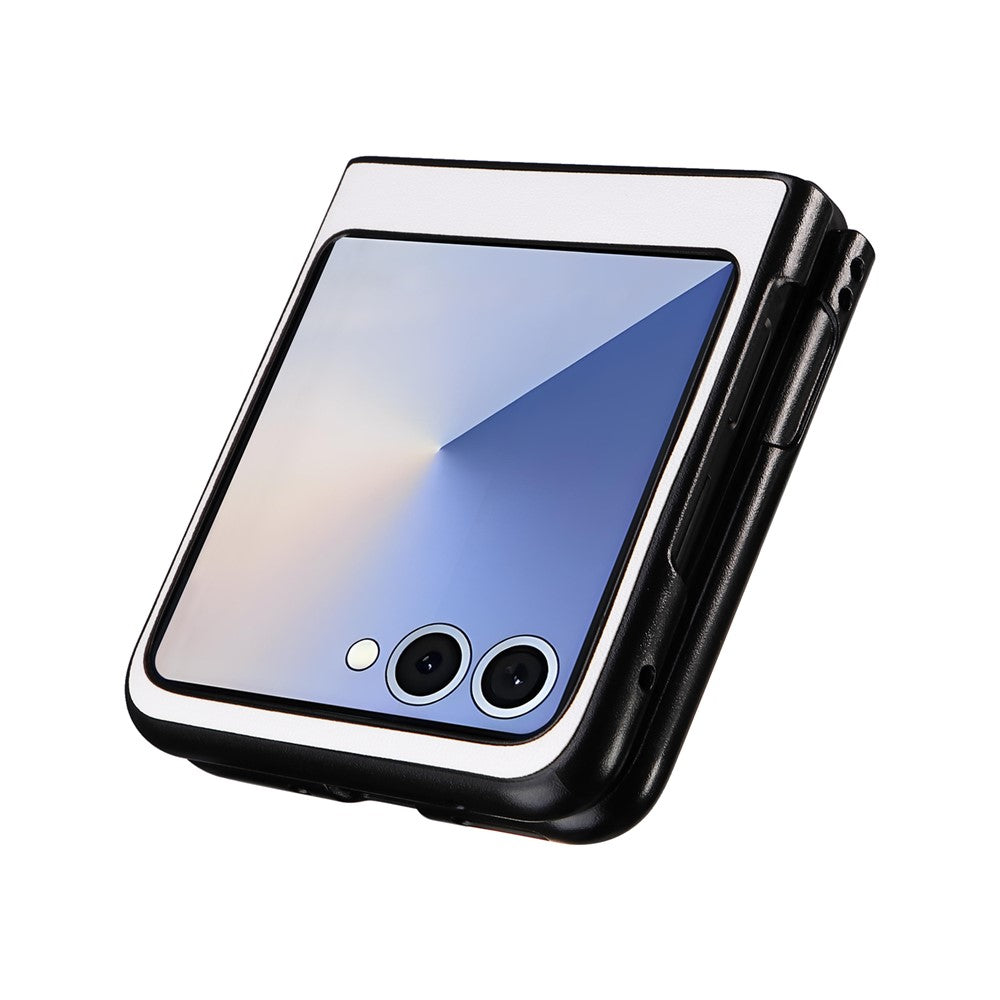 For Samsung Galaxy Z Flip7 5G Case PU Leather Hard PC Protective Phone Cover - White