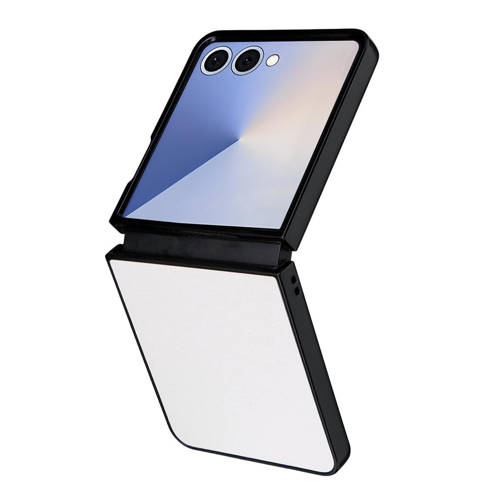 For Samsung Galaxy Z Flip7 5G Case PU Leather Hard PC Protective Phone Cover - White