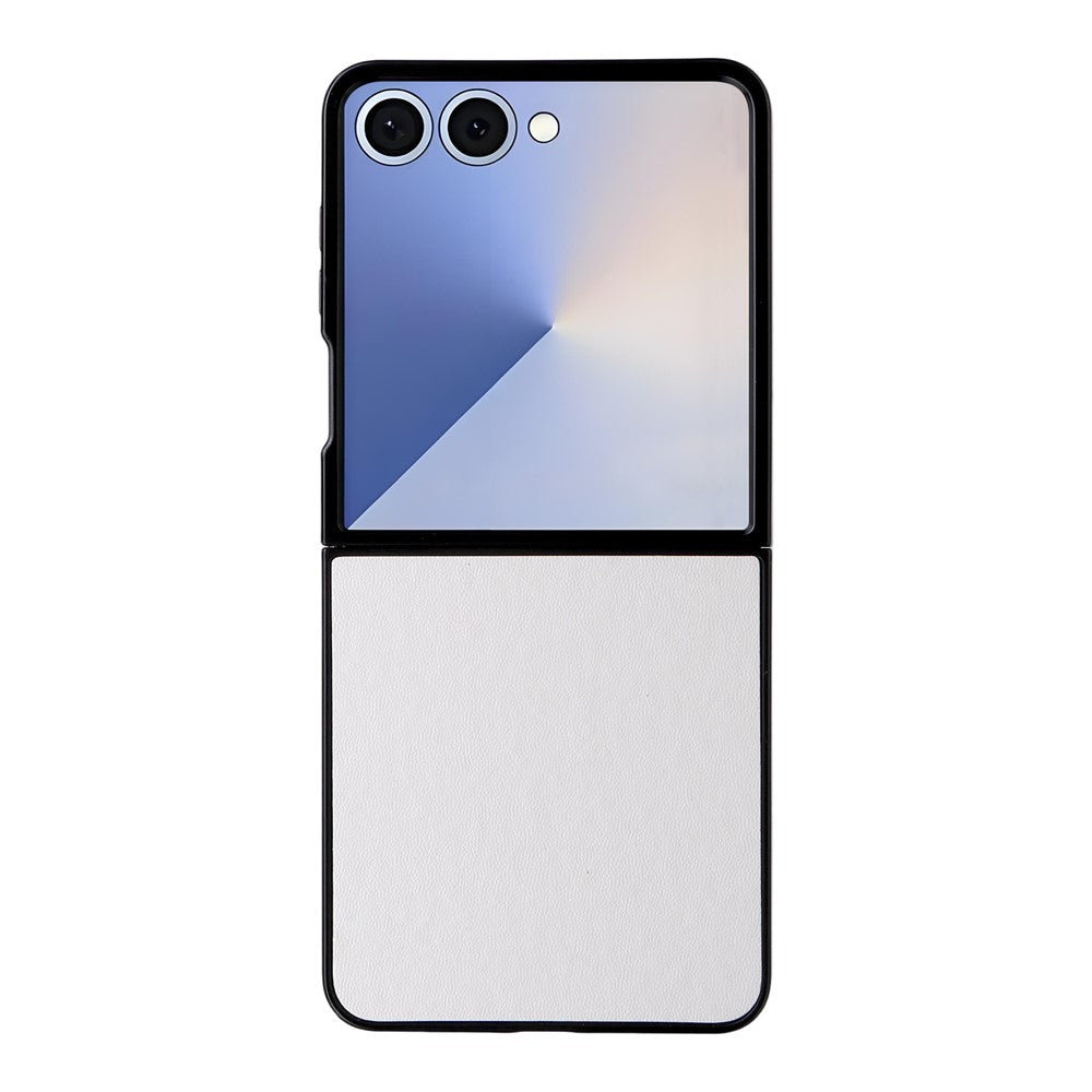 For Samsung Galaxy Z Flip7 5G Case PU Leather Hard PC Protective Phone Cover - White