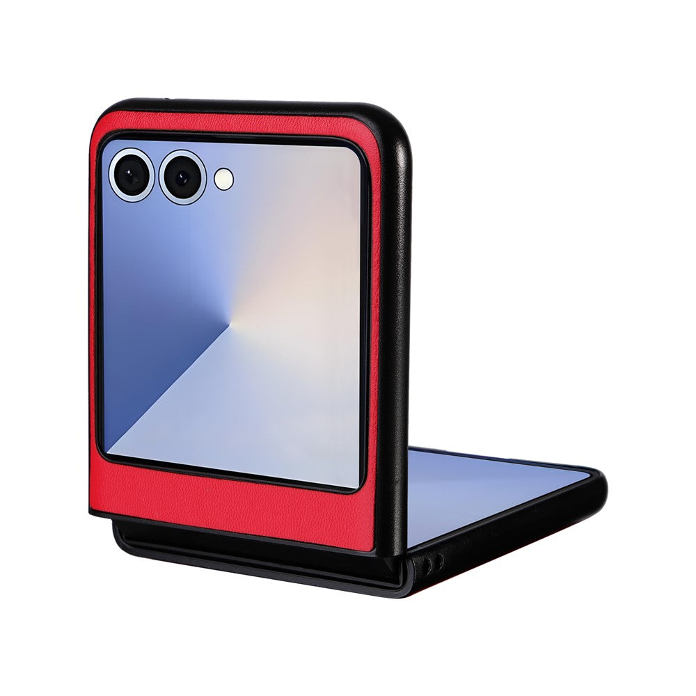 For Samsung Galaxy Z Flip7 5G Case PU Leather Hard PC Protective Phone Cover - Red