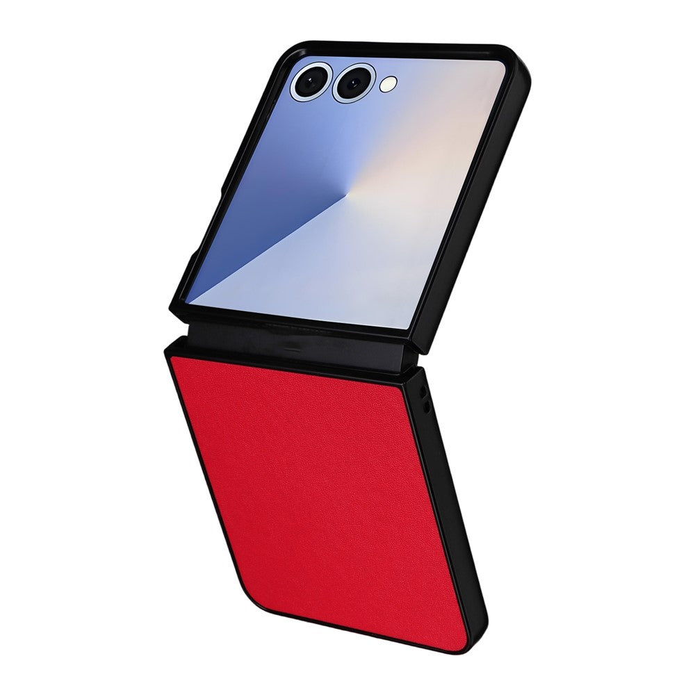 For Samsung Galaxy Z Flip7 5G Case PU Leather Hard PC Protective Phone Cover - Red