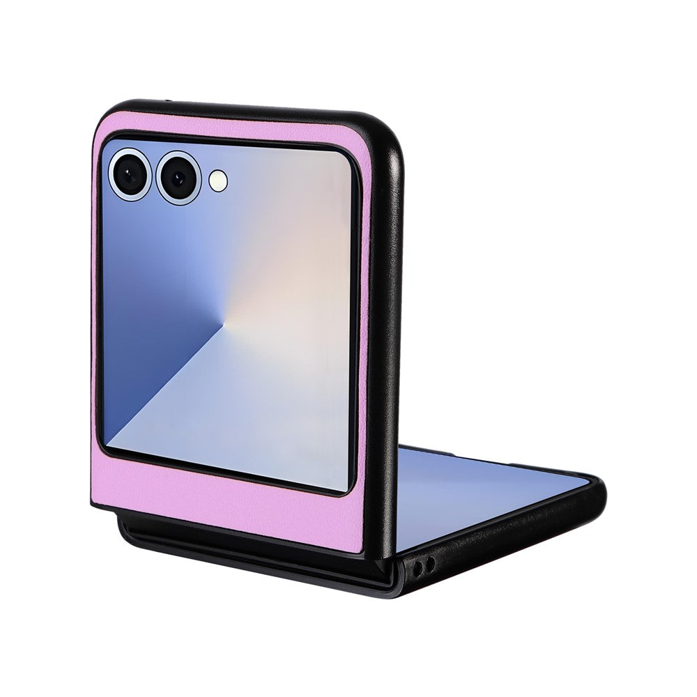 For Samsung Galaxy Z Flip7 5G Case PU Leather Hard PC Protective Phone Cover - Purple
