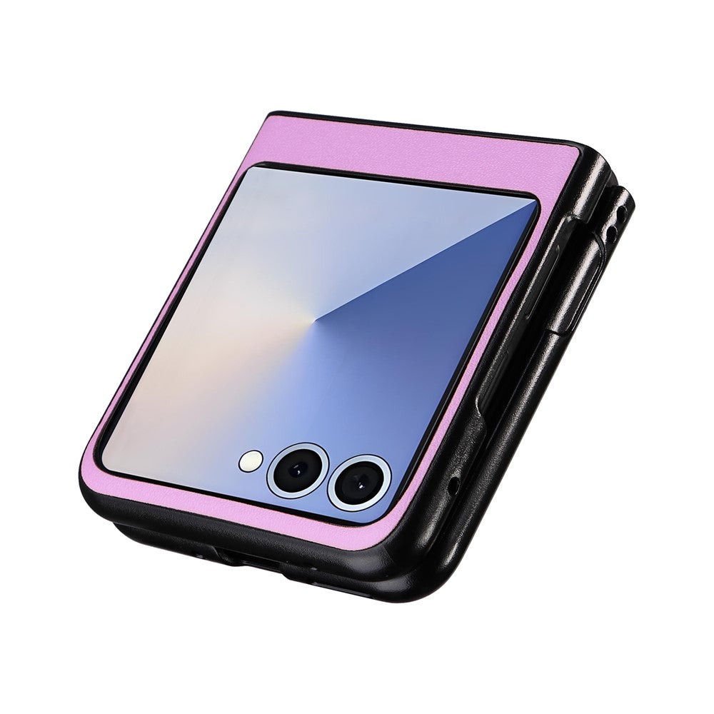 For Samsung Galaxy Z Flip7 5G Case PU Leather Hard PC Protective Phone Cover - Purple
