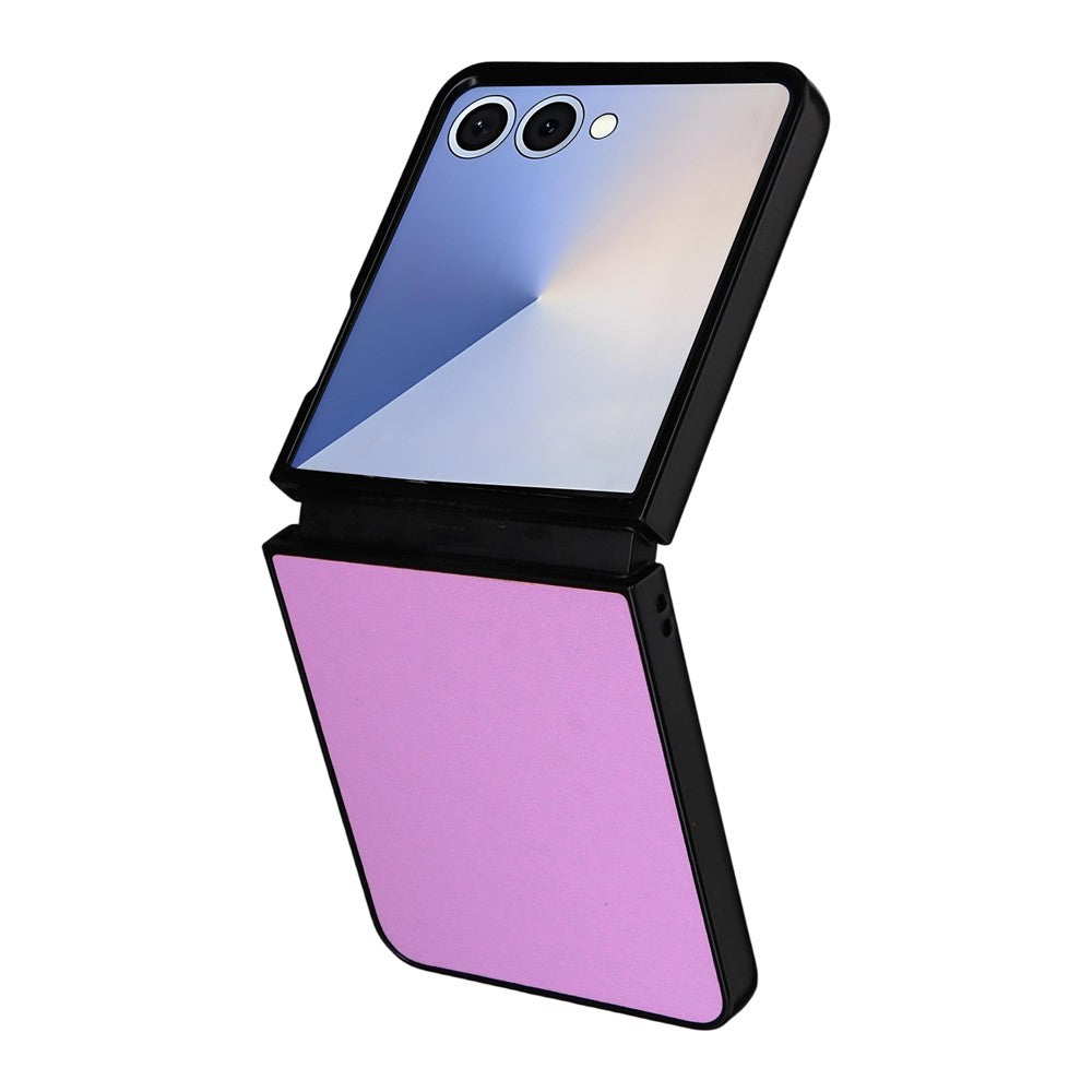 For Samsung Galaxy Z Flip7 5G Case PU Leather Hard PC Protective Phone Cover - Purple