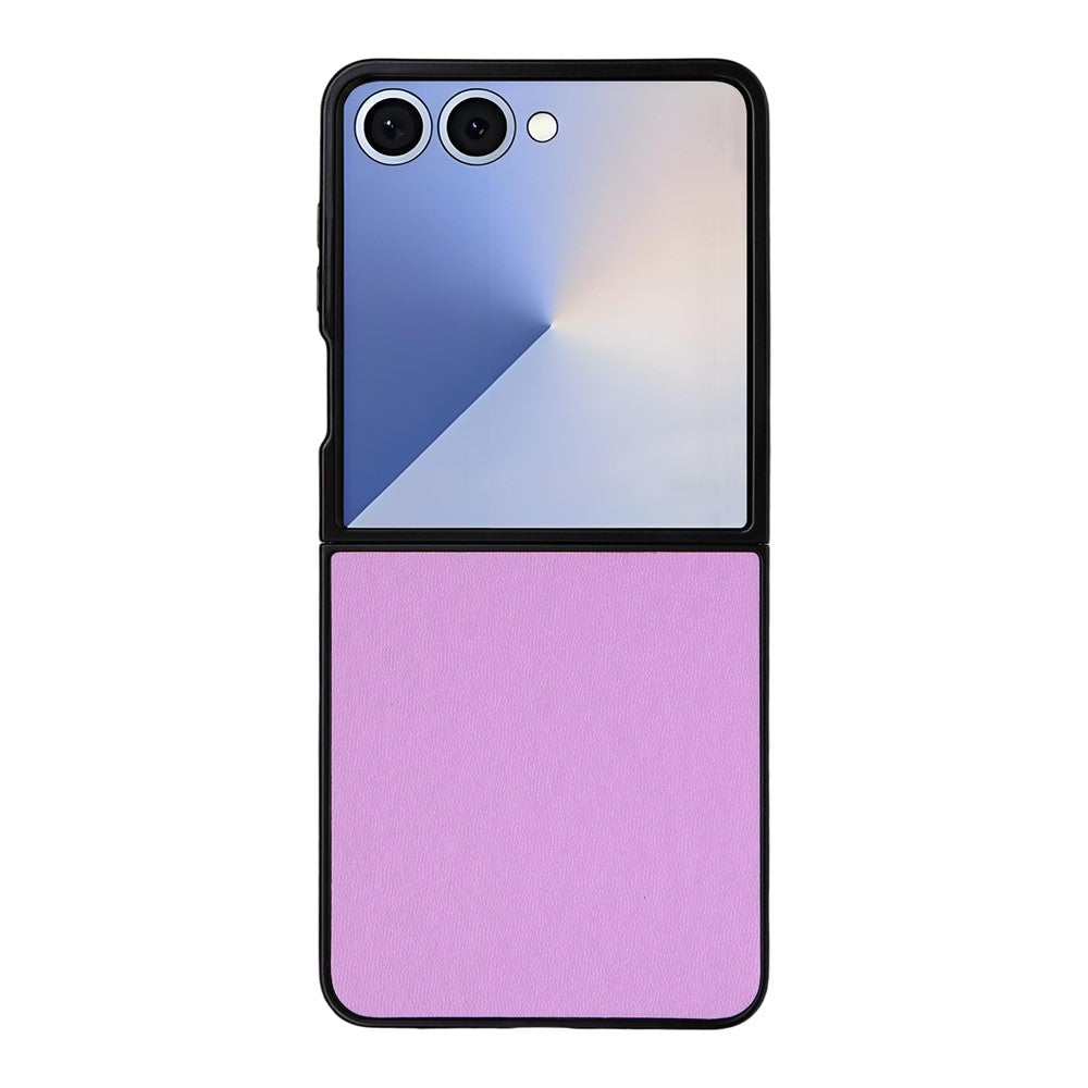 For Samsung Galaxy Z Flip7 5G Case PU Leather Hard PC Protective Phone Cover - Purple