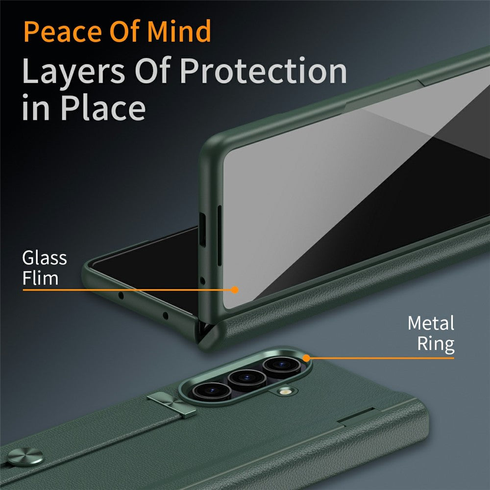 For Samsung Galaxy Z Fold7 5G Kickstand Case Anti-Drop Hard PC Phone Cover - Green