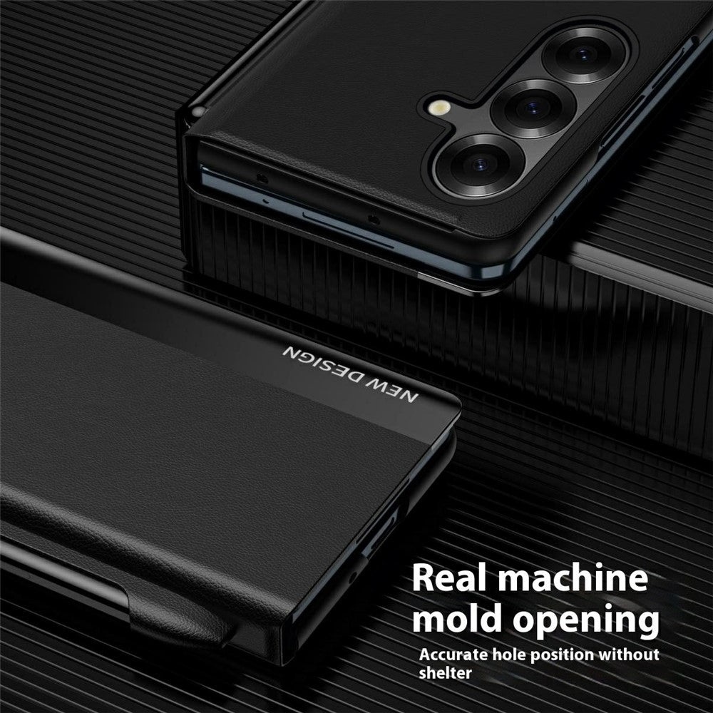 For Samsung Galaxy Z Fold7 5G Case Electroplating Pen Slot PU + PC Phone Cover with Stylus - Pink