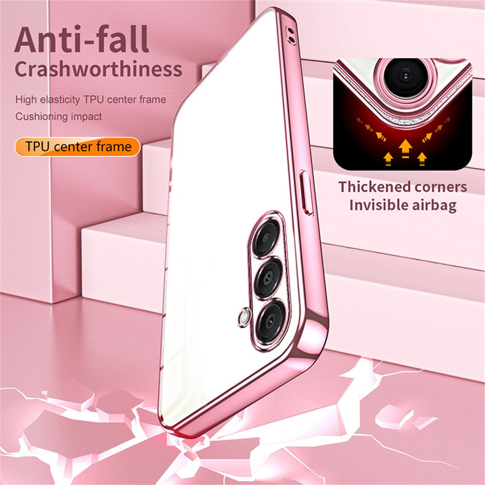 For Samsung Galaxy A17 5G Case Electroplating Frame Soft TPU Phone Cover - Pink