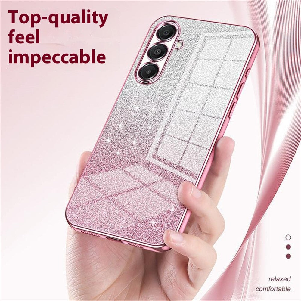 For Samsung Galaxy A17 5G Case Electroplating Gradient Glitter TPU Phone Cover - Transparent