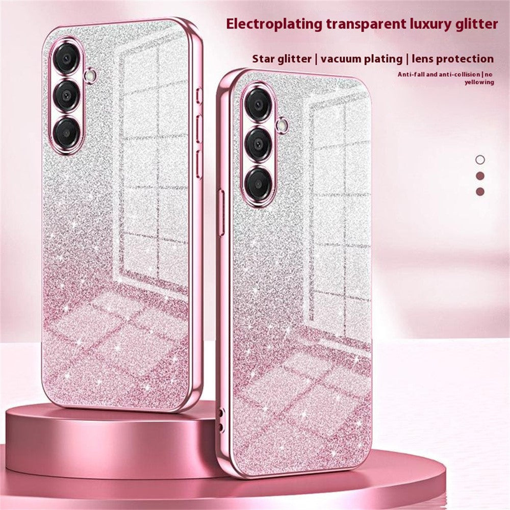 For Samsung Galaxy A17 5G Case Electroplating Gradient Glitter TPU Phone Cover - Black