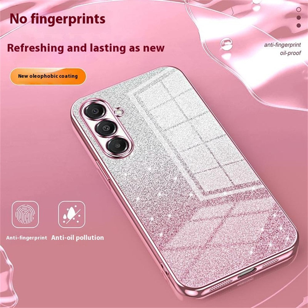 For Samsung Galaxy A17 5G Case Electroplating Gradient Glitter TPU Phone Cover - Black