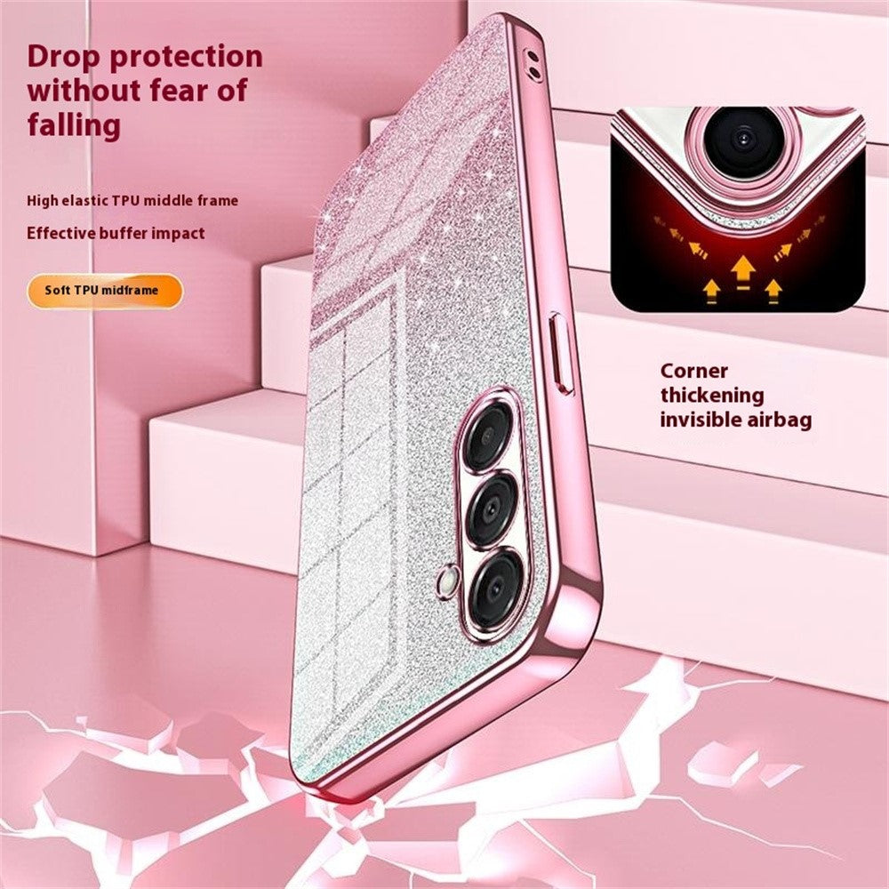 For Samsung Galaxy A17 5G Case Electroplating Gradient Glitter TPU Phone Cover - Black