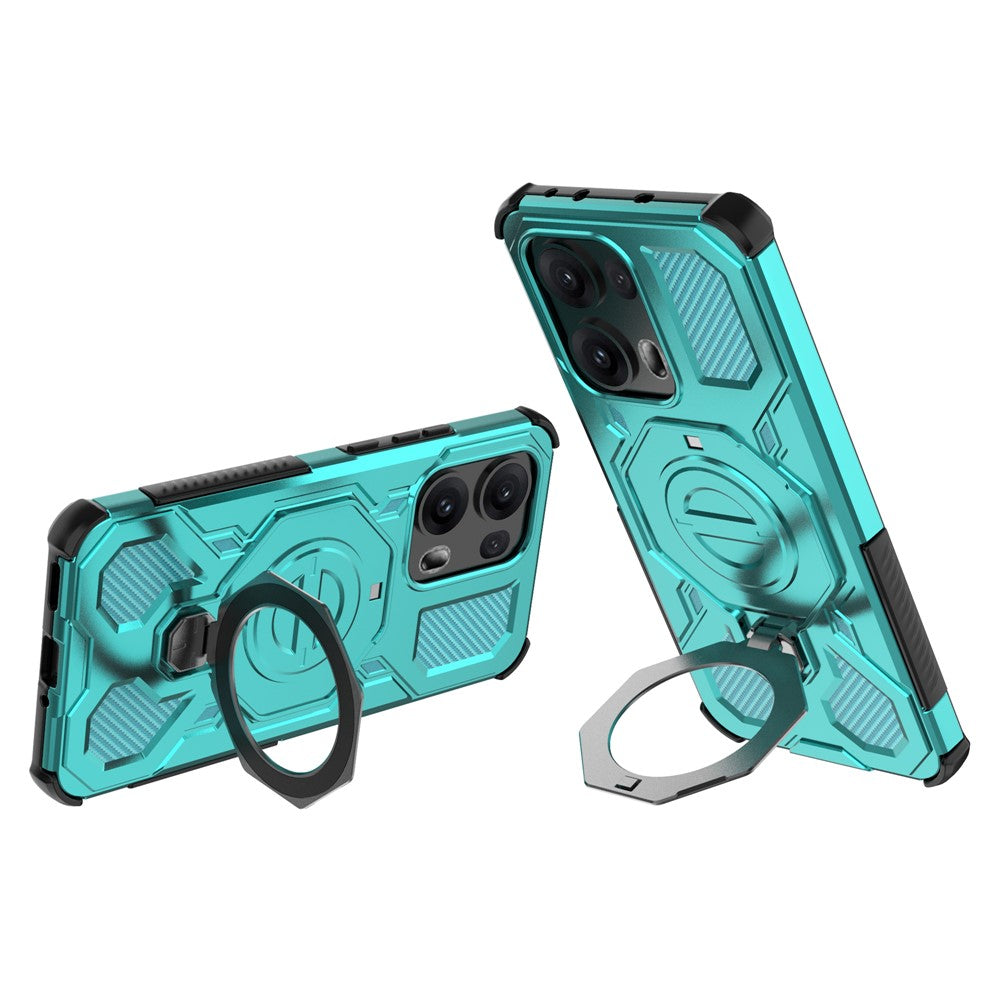 For Oppo Reno13 Pro 5G Magnetic Case Rotating Metal Kickstand PC + TPU Phone Back Cover - Baby Blue