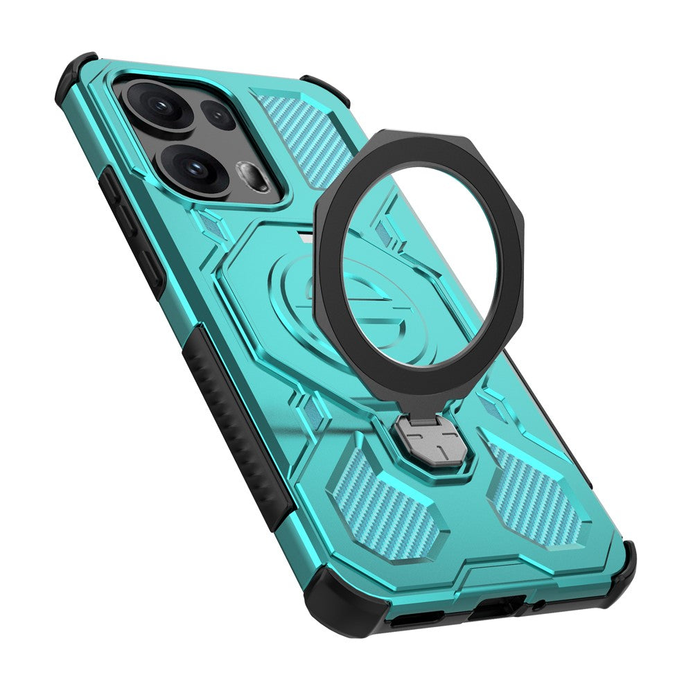 For Oppo Reno13 Pro 5G Magnetic Case Rotating Metal Kickstand PC + TPU Phone Back Cover - Baby Blue