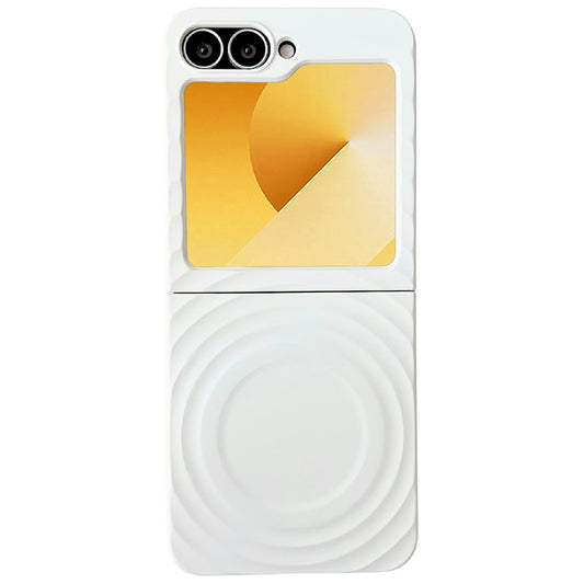 For Samsung Galaxy Z Flip7 FE 5G / Z Flip6 5G / Flip5 5G Magnetic Case Skin-Touch Wave Teature Hard PC Phone Cover - White
