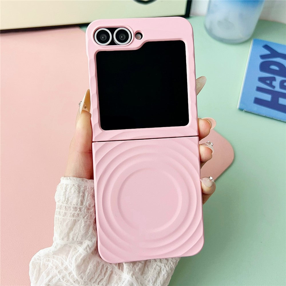 For Samsung Galaxy Z Flip7 FE 5G / Z Flip6 5G / Flip5 5G Magnetic Case Skin-Touch Wave Teature Hard PC Phone Cover - Pink